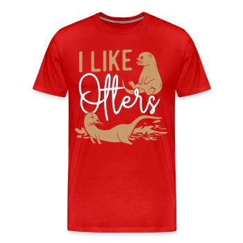 Loutre J’aime les loutres - T-shirt bio Premium Homme - rouge - Devant - Damien (186cm)