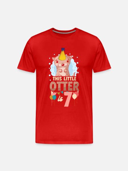 Otter Birthday This Little Otter - Men's Premium Organic T-Shirt - red