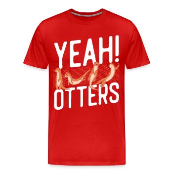 Otter yes! Otters - Men's Premium Organic T-Shirt - red - Front - Damien (186cm)