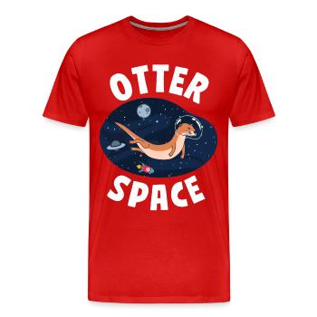 Otter Pun Space Science Astronaut - Männer Premium Bio T-Shirt - Rot - Vorne - Damien (186cm)