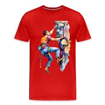 Klettern am Felsen - Männer Premium Bio T-Shirt - Rot - Vorne - Damien (186cm)