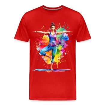 Eine Yoga Übung zur Balance - Männer Premium Bio T-Shirt - Rot - Vorne - Damien (186cm)