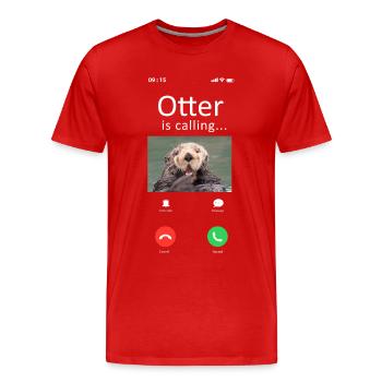 Otter Phone Display Otter Is - Männer Premium Bio T-Shirt - Rot - Vorne - Damien (186cm)