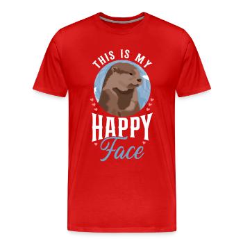 Loutre : c’est mon visage heureux - T-shirt bio Premium Homme - rouge - Devant - Damien (186cm)