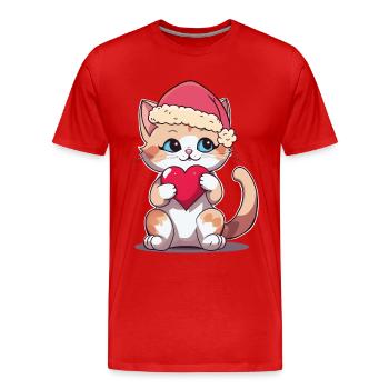 Weihnachten Haustiere Haustier Katze Katzen - Männer Premium Bio T-Shirt - Rot - Vorne - Damien (186cm)
