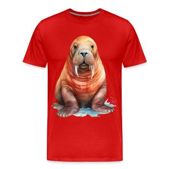 Walrus - Men's Premium Organic T-Shirt - red - Front - Damien (186cm)