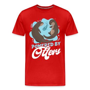 Otter Powered By Otters - Men's Premium Organic T-Shirt - red - Front - Damien (186cm)
