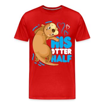Otter Couple Pun Valentines Day - Men's Premium Organic T-Shirt - red - Front - Damien (186cm)