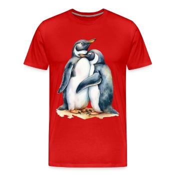 Pinguine, die sich aneinander kuscheln - Männer Premium Bio T-Shirt - Rot - Vorne - Damien (186cm)