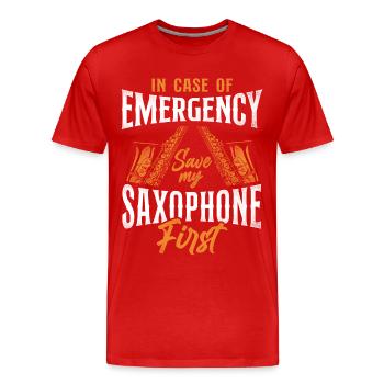 Saxophone en cas d’urgence - T-shirt bio Premium Homme - rouge - Devant - Damien (186cm)
