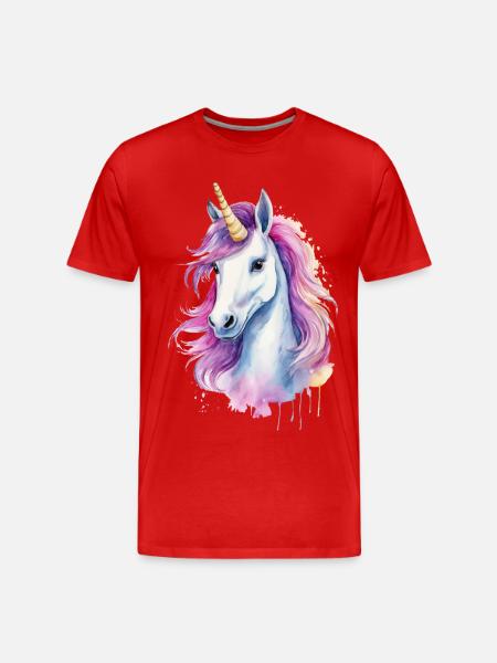 Cute Unicorn - Men's Premium Organic T-Shirt - red