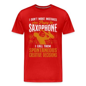 Saxophones I Don't Make Mistakes - Men's Premium Organic T-Shirt - red - Front - Damien (186cm)