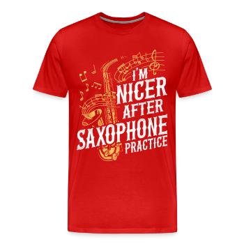 Saxophones I'm Nicer After - Men's Premium Organic T-Shirt - red - Front - Damien (186cm)