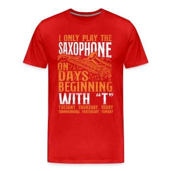 Saxophones Je ne joue que le - T-shirt bio Premium Homme - rouge - Devant - Damien (186cm)