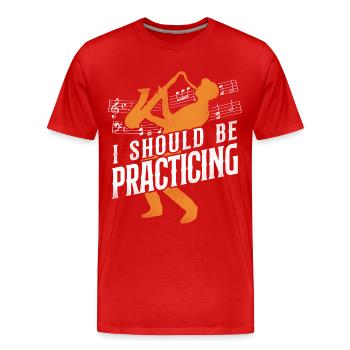 Saxophones que je devrais pratiquer - T-shirt bio Premium Homme - rouge - Devant - Damien (186cm)