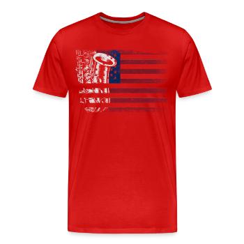 Saxophones American Flag - Men's Premium Organic T-Shirt - red - Front - Damien (186cm)