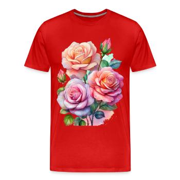 Des roses délicates aux couleurs douces - T-shirt bio Premium Homme - rouge - Devant - Damien (186cm)