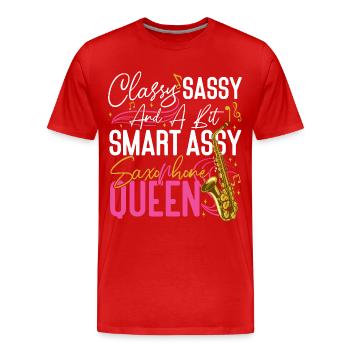 Saxophone Classy Sassy And A Bit - Men's Premium Organic T-Shirt - red - Front - Damien (186cm)