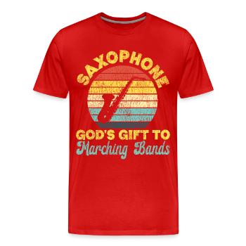 Saxophones Saxophones : le cadeau de Dieu - T-shirt bio Premium Homme - rouge - Devant - Damien (186cm)