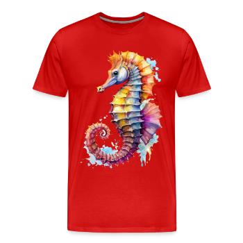 Sea horse - Men's Premium Organic T-Shirt - red - Front - Damien (186cm)