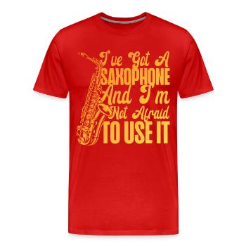Saxophone J’ai un saxophone et - T-shirt bio Premium Homme - rouge - Devant - Damien (186cm)