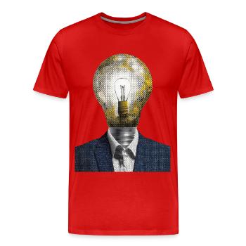 Businessman with light bulb as head - Men's Premium Organic T-Shirt - red - Front - Damien (186cm)