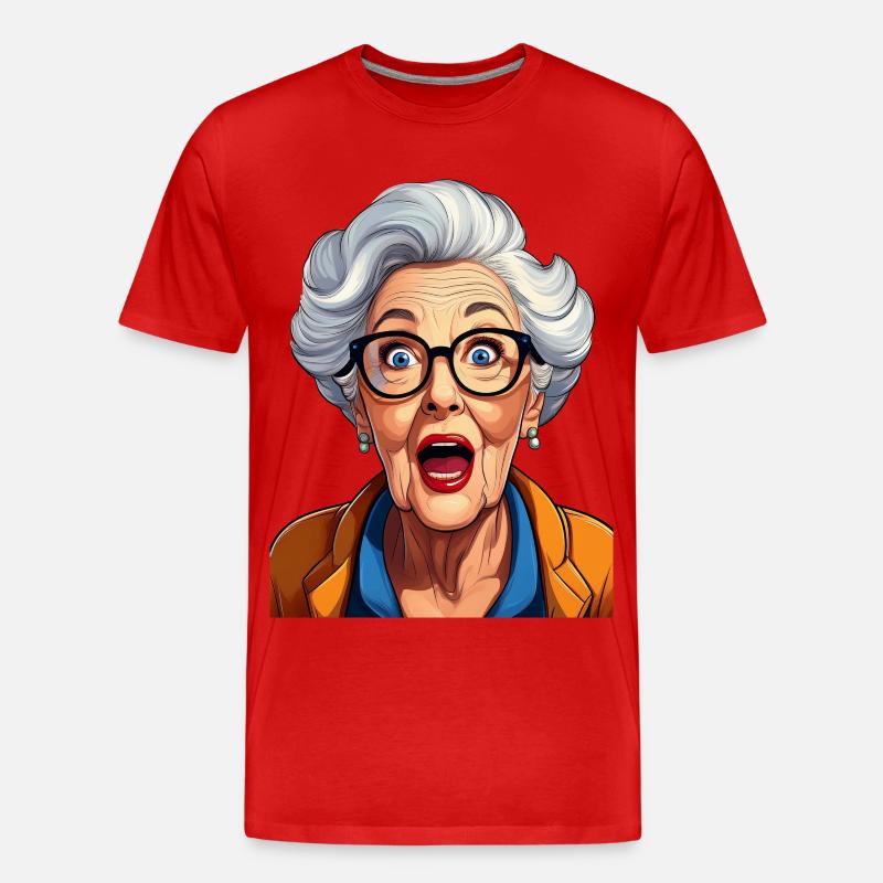 Erstaunte Großmutter - Männer Premium Bio T-Shirt - Rot