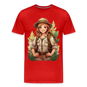 Researcher in the forest - Men's Premium Organic T-Shirt - red - Front - Damien (186cm)