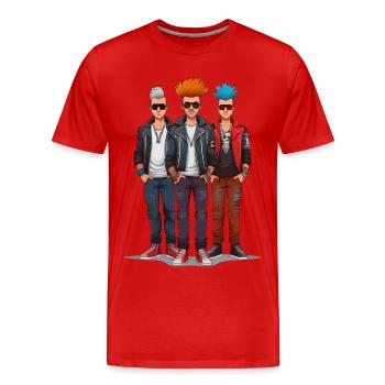 Trois punks - T-shirt bio Premium Homme - rouge - Devant - Damien (186cm)