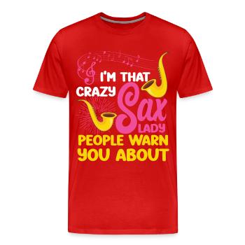Saxophone Pun I'm That Crazy Sax - Men's Premium Organic T-Shirt - red - Front - Damien (186cm)