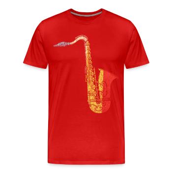 Saxophone Retro Vintage - Men's Premium Organic T-Shirt - red - Front - Damien (186cm)