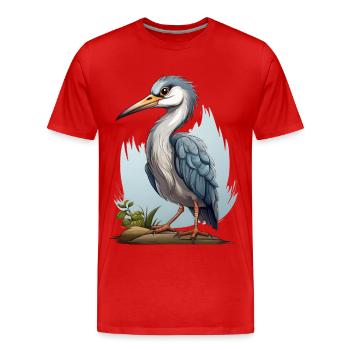 Illustration de héron cendré - T-shirt bio Premium Homme - rouge - Devant - Damien (186cm)