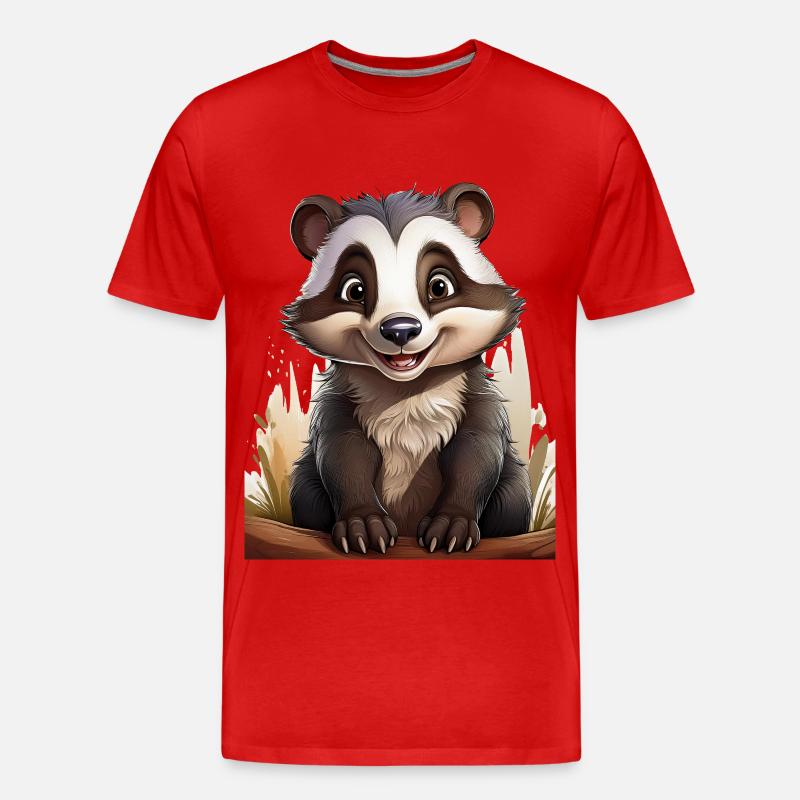 Niedlicher Dachs - Männer Premium Bio T-Shirt - Rot