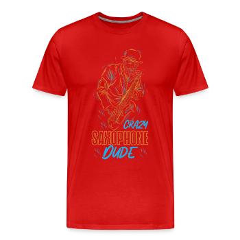 Saxophone Crazy Saxophone Dude - Men's Premium Organic T-Shirt - red - Front - Damien (186cm)