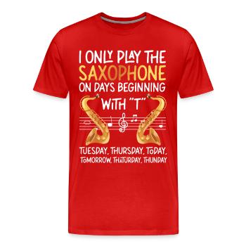 Saxophones Je ne joue que le - T-shirt bio Premium Homme - rouge - Devant - Damien (186cm)