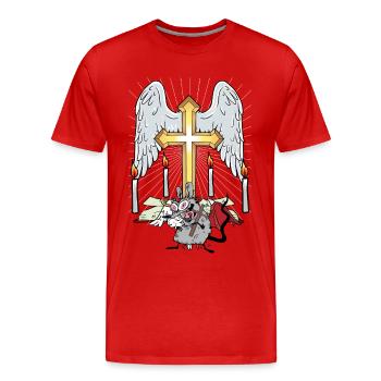 Églises Rat Souris Croix Crucifix Halloween - T-shirt bio Premium Homme - rouge - Devant - Damien (186cm)