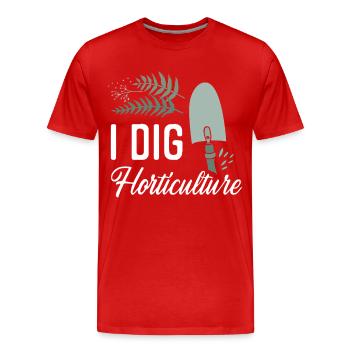 Amateur de plantes jardinage Jeu de mots je creuse - T-shirt bio Premium Homme - rouge - Devant - Damien (186cm)