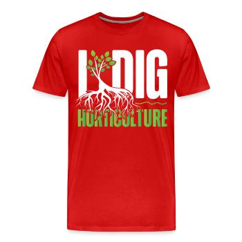 Amateur de plantes jardinage Jeu de mots je creuse - T-shirt bio Premium Homme - rouge - Devant - Damien (186cm)