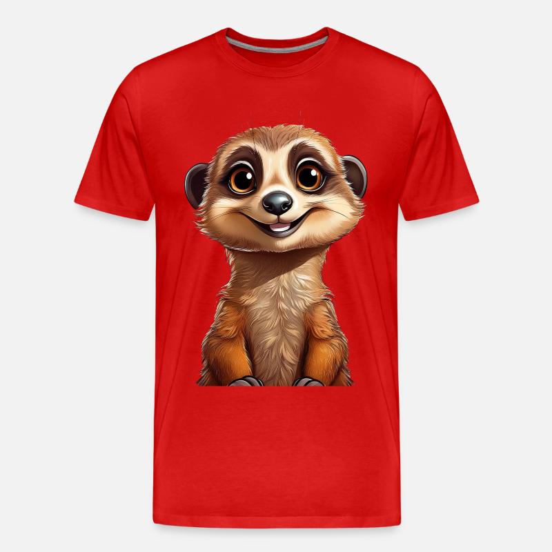 Niedliches, glückliches Erdmännchen - Männer Premium Bio T-Shirt - Rot
