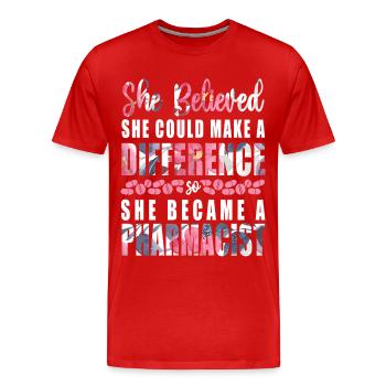 Technicien en pharmacie - T-shirt bio Premium Homme - rouge - Devant - Damien (186cm)