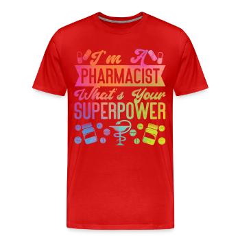 Technicien en pharmacie - T-shirt bio Premium Homme - rouge - Devant - Damien (186cm)