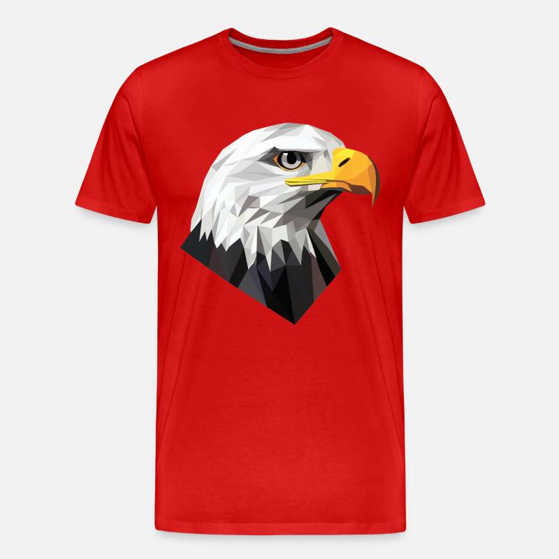 AdlerKopf Low Poly Logo Design - Männer Premium Bio T-Shirt - Rot
