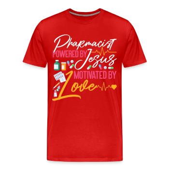Technicien en pharmacie - T-shirt bio Premium Homme - rouge - Devant - Damien (186cm)