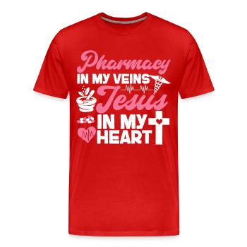 Technicien en pharmacie - T-shirt bio Premium Homme - rouge - Devant - Damien (186cm)