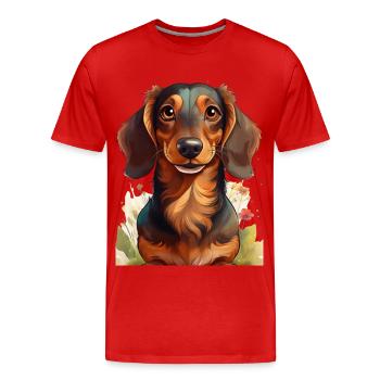 Dackel - Männer Premium Bio T-Shirt - Rot - Vorne - Damien (186cm)