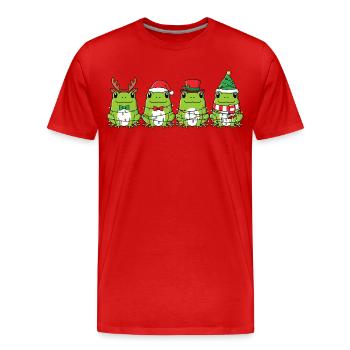 Lumières de Noël Père Noël grenouille - T-shirt bio Premium Homme - rouge - Devant - Damien (186cm)