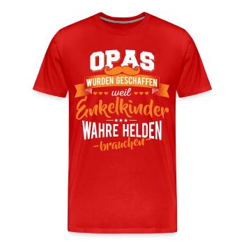 Opa Enkelkinder Helden Großvater - Männer Premium Bio T-Shirt - Rot - Vorne - Damien (186cm)