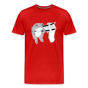 Satire Lustig Frosch Stäbchen Asiatisch Geschenk - Männer Premium Bio T-Shirt - Rot - Vorne - Damien (186cm)