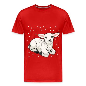 Bébé agneau Mouton Joyeux Pâques Mouton des neiges - T-shirt bio Premium Homme - rouge - Devant - Damien (186cm)