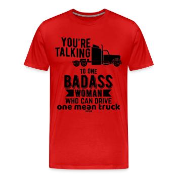 Truck driver woman forwarding logistics - Men's Premium Organic T-Shirt - red - Front - Damien (186cm)